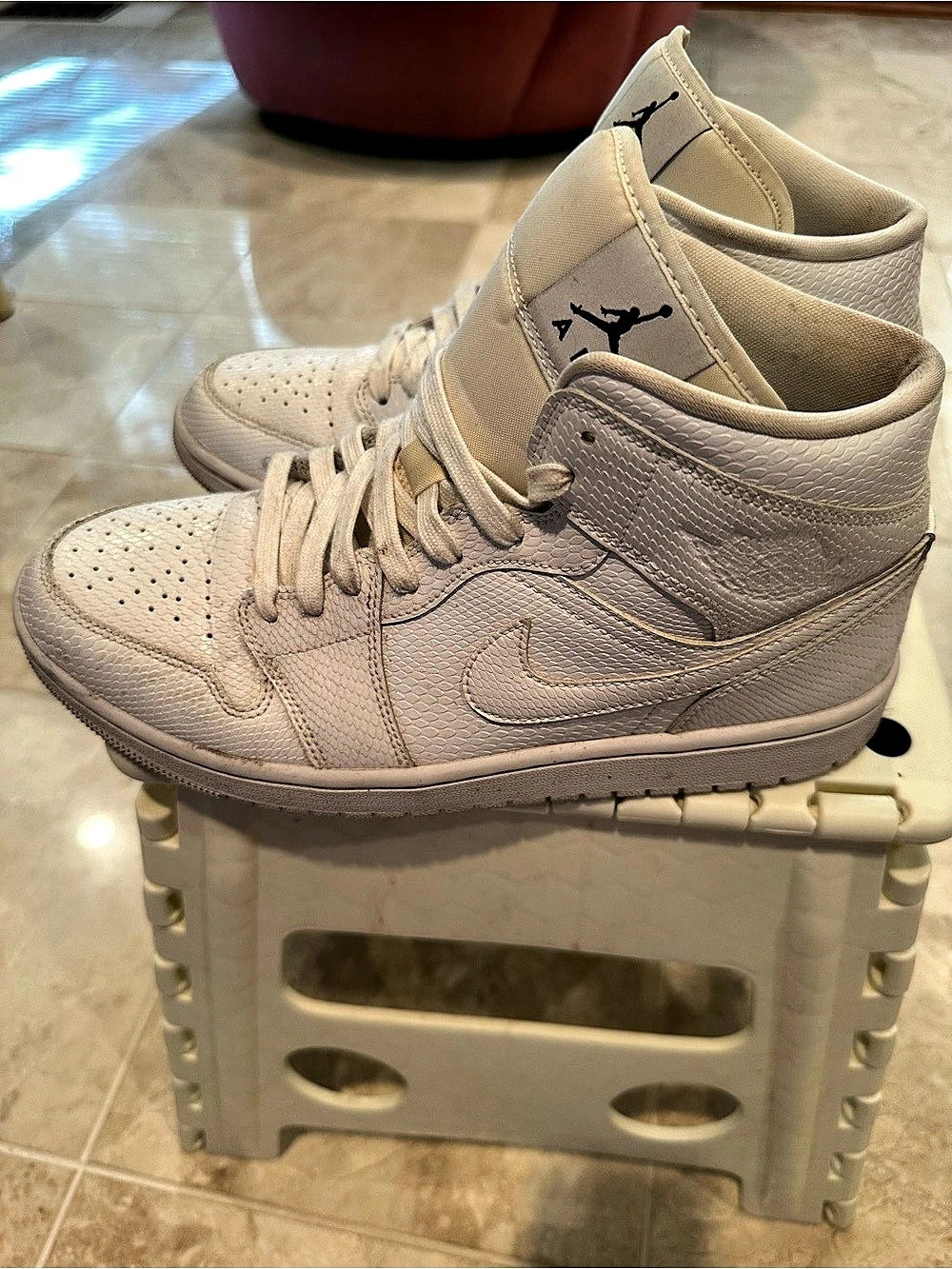 Jordan Air Jordan 1 Mid White Snakeskin Sneakers White US 10.5